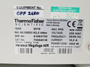 Thumbnail image of Thermo Fisher Megafuge 40R Centrifuge