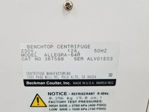 Thumbnail image of Beckman Coulter Allegra 64R Refrigerated Centrifuge Lab Spares/Repairs