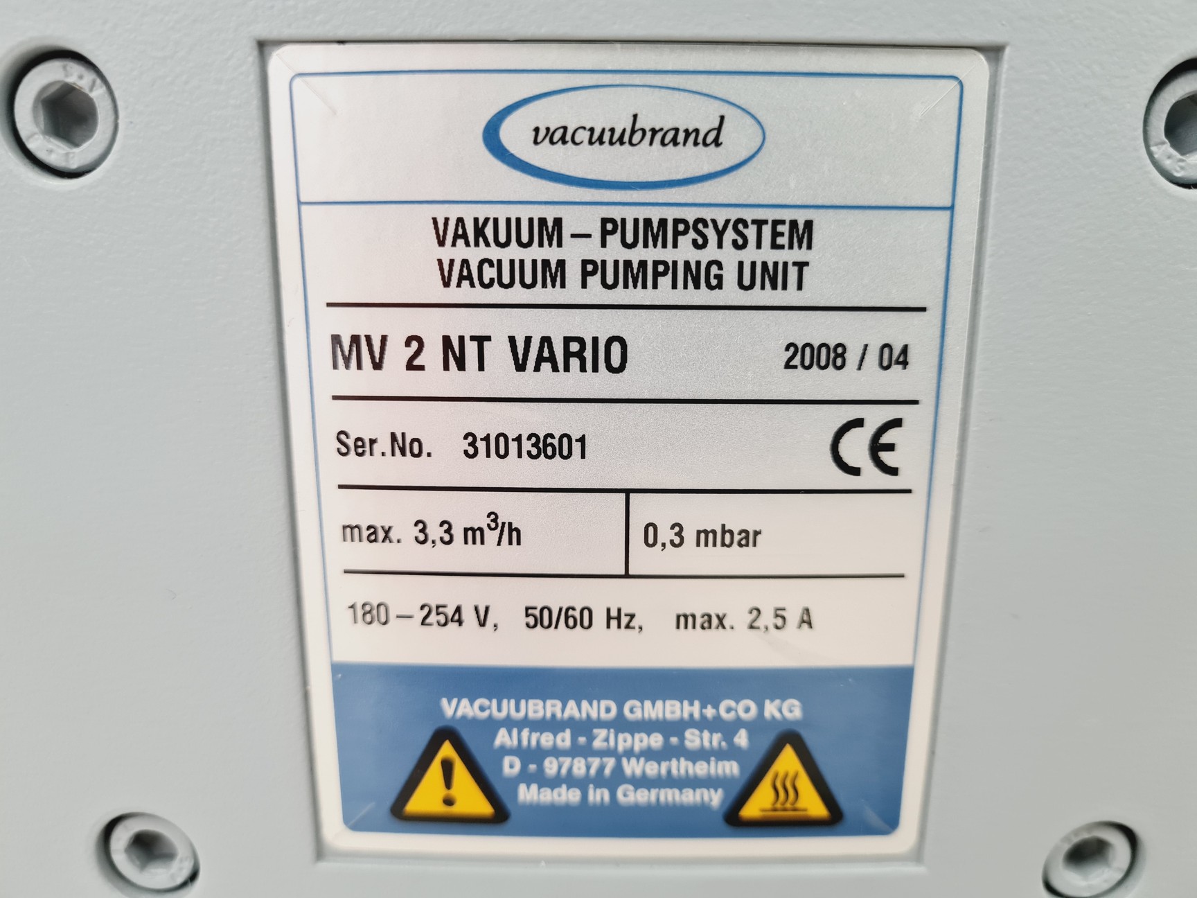 Image of VacuuBrand MV 2 NT Vario Vakuum Pumpsystem Diaphragm Pumping Unit Faulty