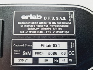 Thumbnail image of Captair Erlab Filtair 824 Fume Hood Lab