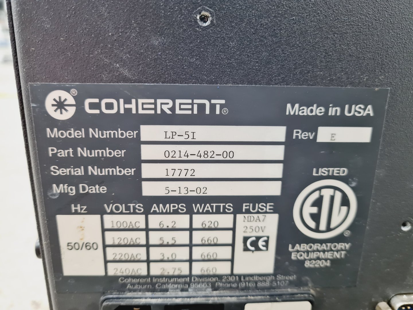 Image of Coherent Enterprise Laser Head & Coherent Laserpure 5 Chiller Lab