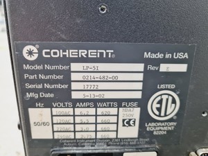 Thumbnail image of Coherent Enterprise Laser Head & Coherent Laserpure 5 Chiller Lab