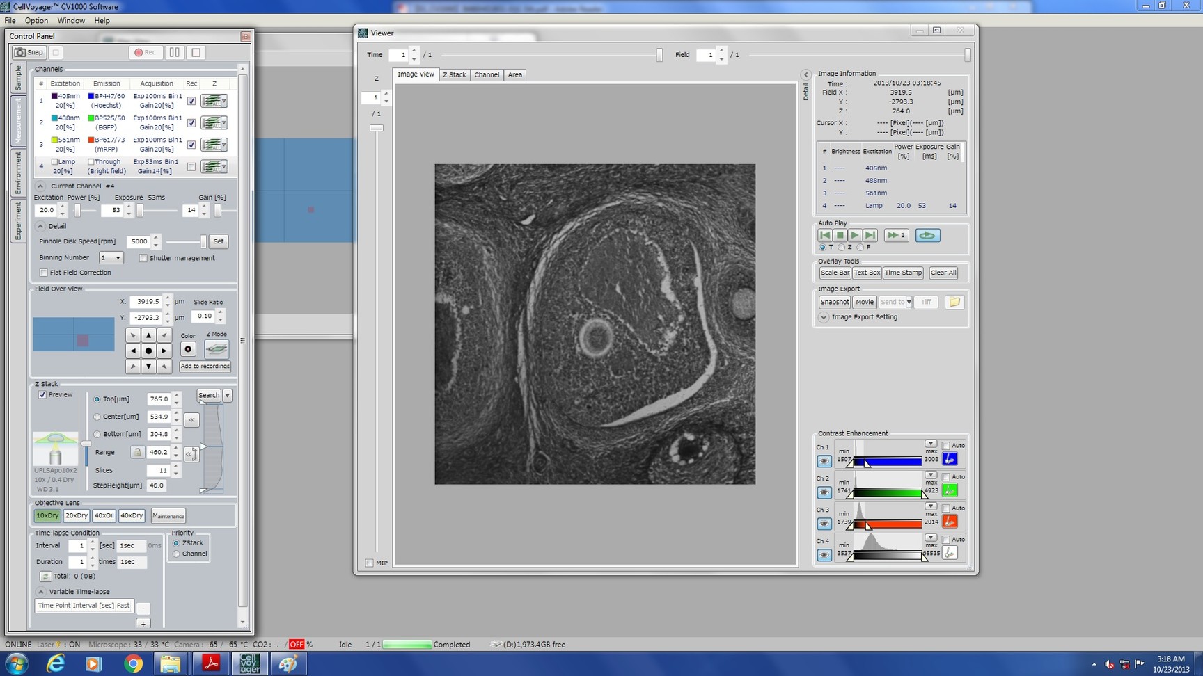 Image of Yokogawa Cell Voyager CV1000 Live Cell Imaging System w/ PC & Software Lab