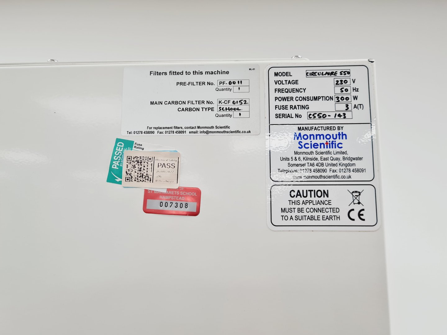 Image of Monmouth Scientific Circulaire 550 Fume Cupboard Lab