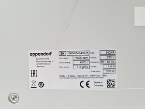 Thumbnail image of Eppendorf 5424 R Centrifuge with FA-45-24-11-Special Rotor Lab