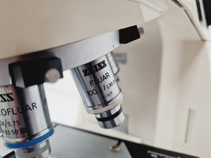 Thumbnail image of Zeiss Axioplan 2ie MOT Fluorescence Microscope w/ 4 Objectives Lab