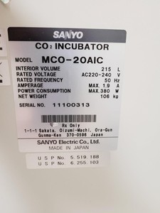 Thumbnail image of Sanyo MCO-20AIC CO2 Incubator Lab Spares/Repairs