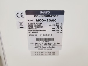 Thumbnail image of Sanyo MCO-20AIC CO2 Incubator Lab Spares/Repairs