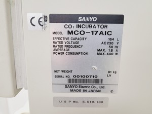 Thumbnail image of Sanyo CO2 Incubator Double Stack MCO17-AIC/MCO-18AIC Lab
