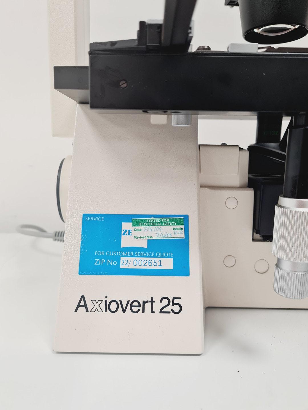 Image of Zeiss Axiovert 25 Inverted Fluorescence Phase Contrast Microscope Lab