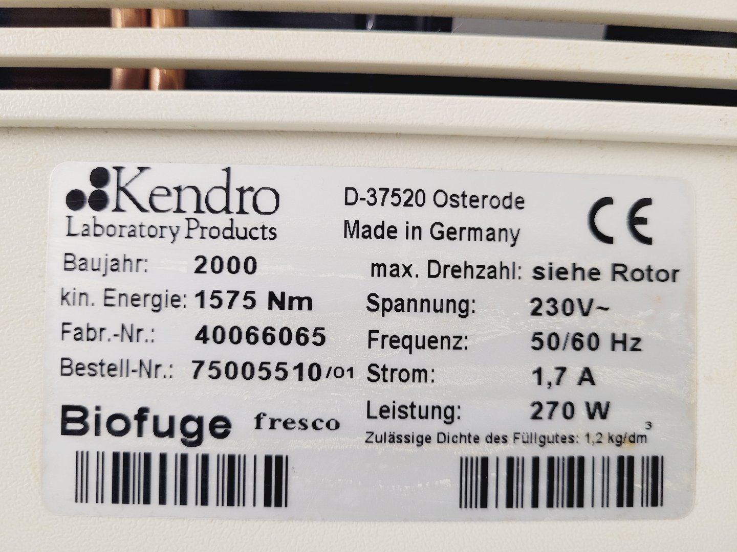 Image of Kendro Heraeus Biofuge Fresco Lab