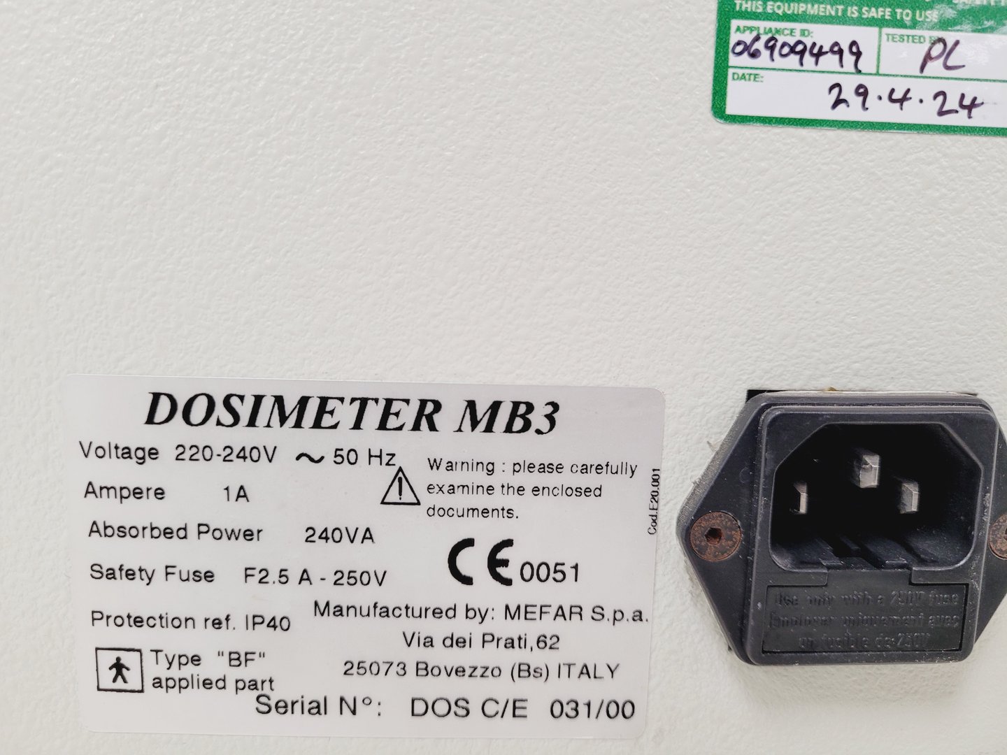 Image of Mefar Electromedical  Dosimeter MB3 Lab