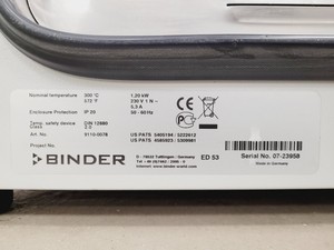 Thumbnail image of Binder ED 53 Laboratory Gravity Convection Drying & Heating Oven Lab