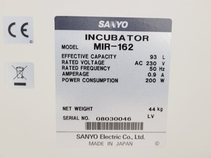 Thumbnail image of Sanyo MIR-162 Gravity Convection Incubator Lab