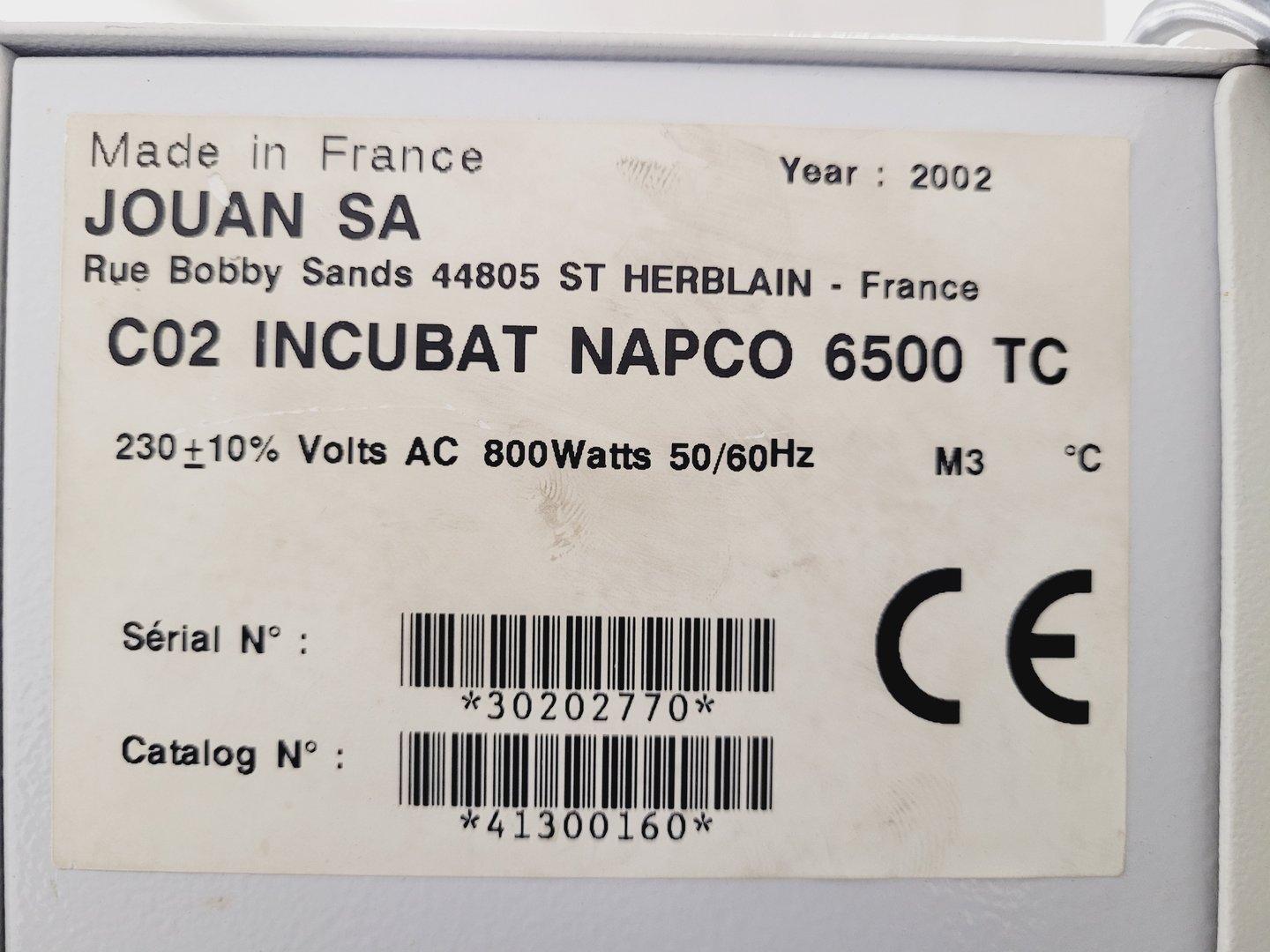 Image of Jouan SA CO2 Incubator Napco 6500 TC Laboratory Incubator Lab