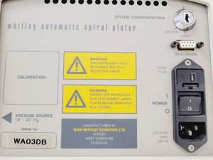 Thumbnail image of DW Scientific Automated Spiral Plater w/ Whitley Vacuum Source (WASP) Lab Faulty