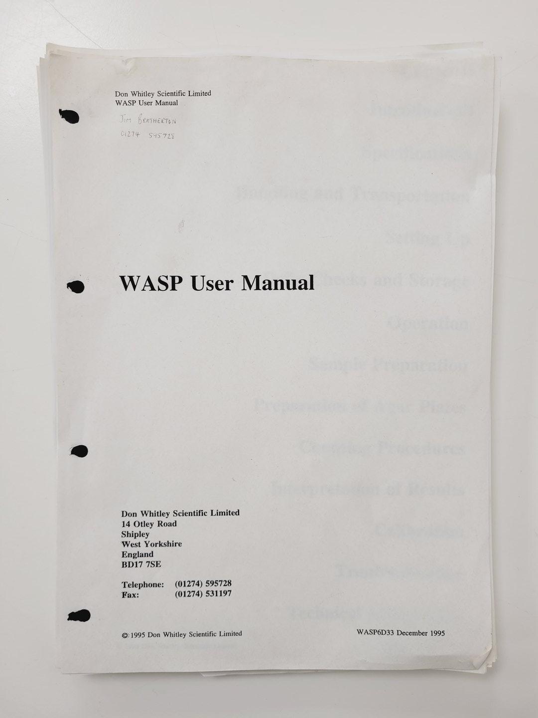 Image of DW Scientific Automated Spiral Plater w/ Whitley Vacuum Source (WASP) Lab Faulty