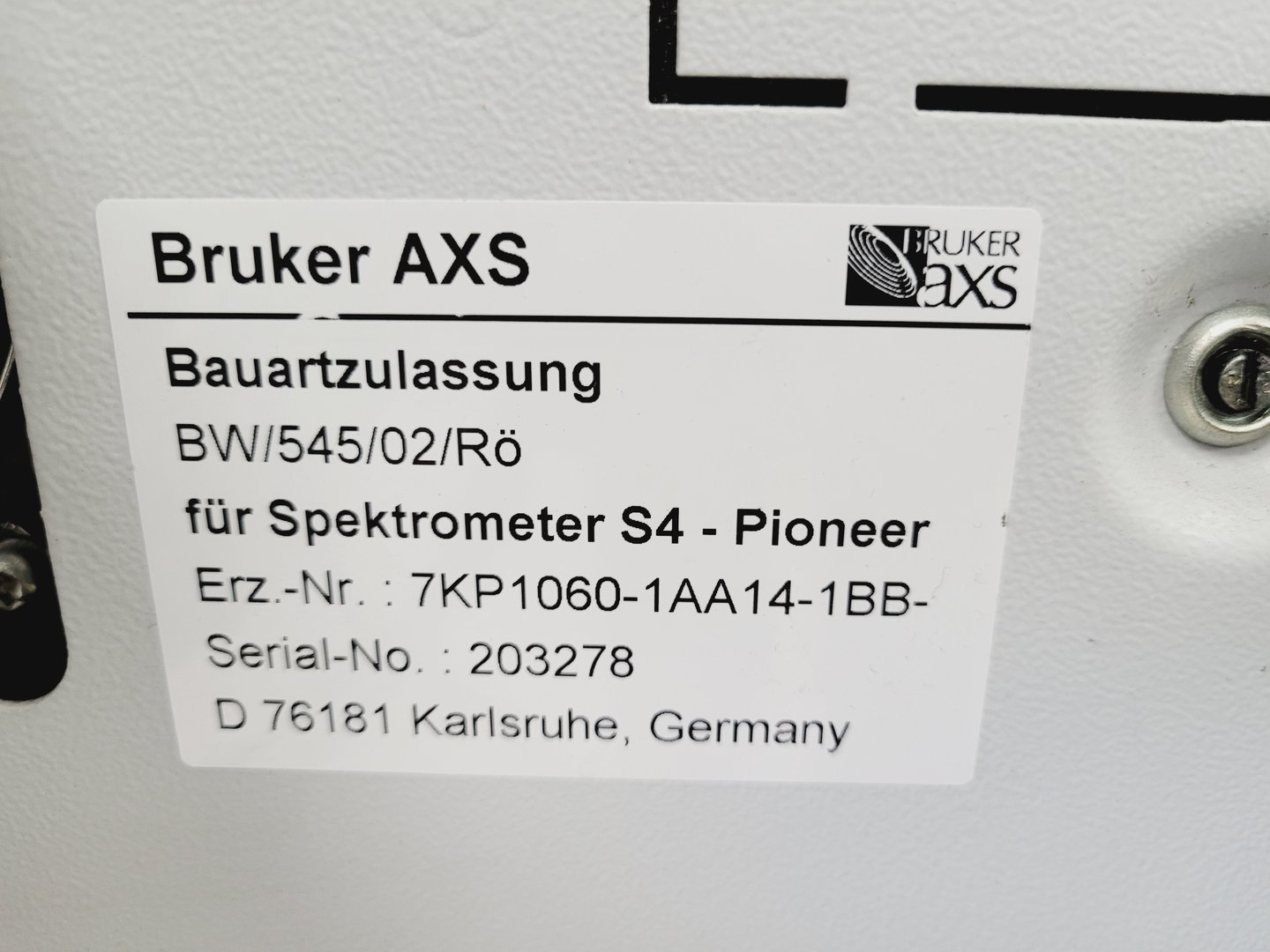 Image of Bruker S4 Pioneer XRF with Software Lab Spares/Repairs