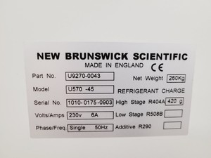 Thumbnail image of New Brunswick Scientific U570 -45 Ultra Low Temperature Freezer Spares/Repairs