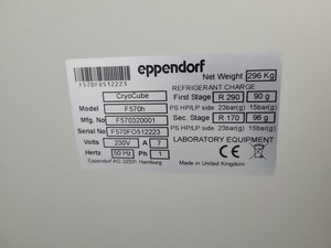 Thumbnail image of Eppendorf CryoCube F570h Ultra-Low Temperature Freezer Lab Spares/Repairs