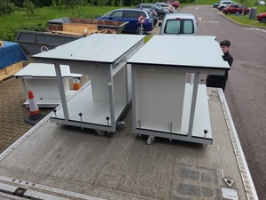 Thumbnail image of 3x Marston Trespa work benches w/ under storage cupboards