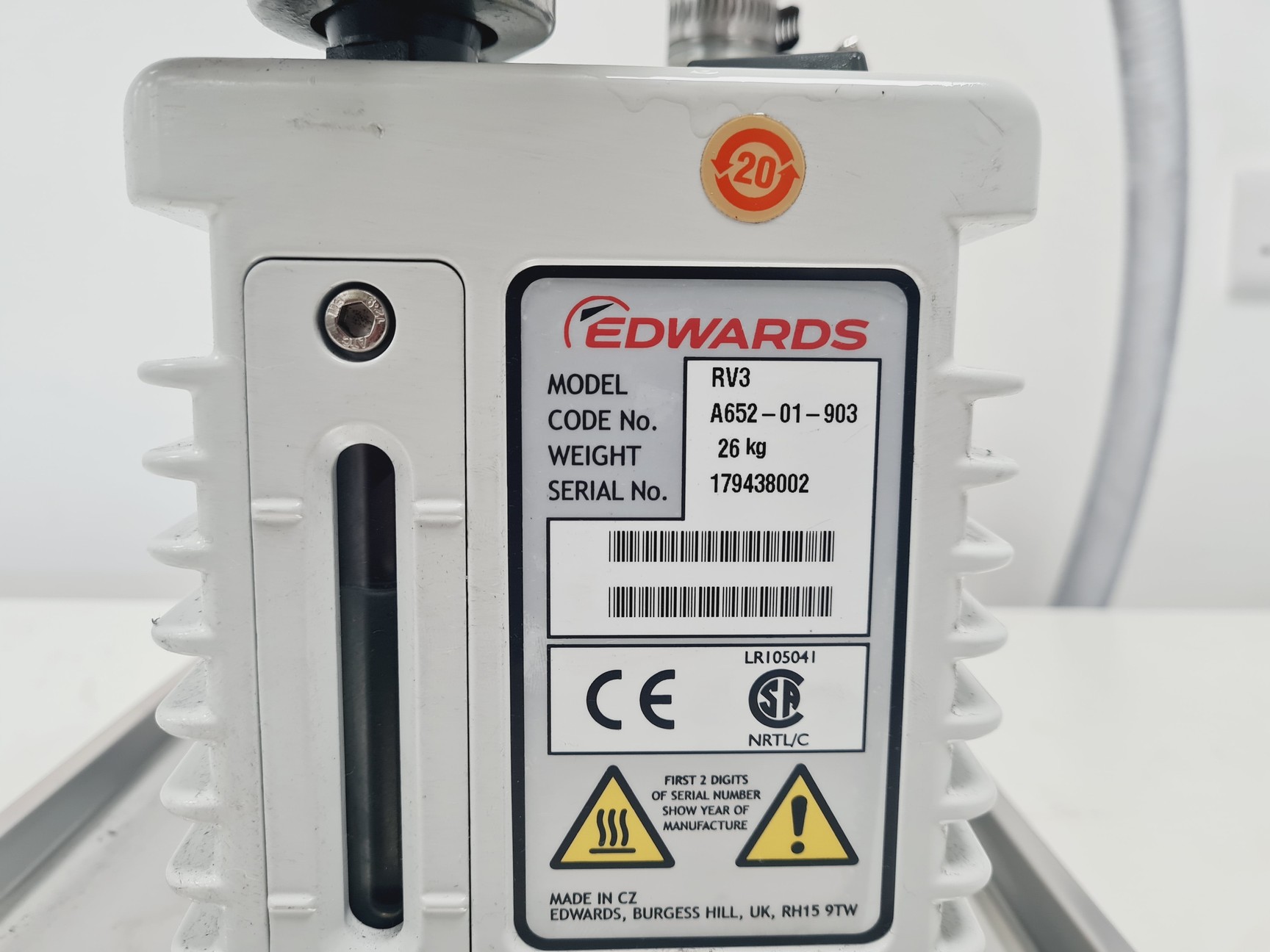 Image of Edwards RV3 Rotary Vane Vacuum Pump Lab