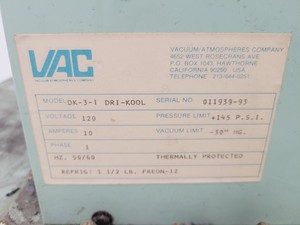 Thumbnail image of VAC HE-63-P PEDATROL GloveBox Lab Spares/Repairs