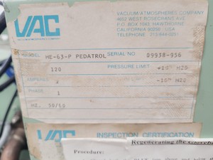 Thumbnail image of VAC HE-63-P PEDATROL GloveBox Lab Spares/Repairs