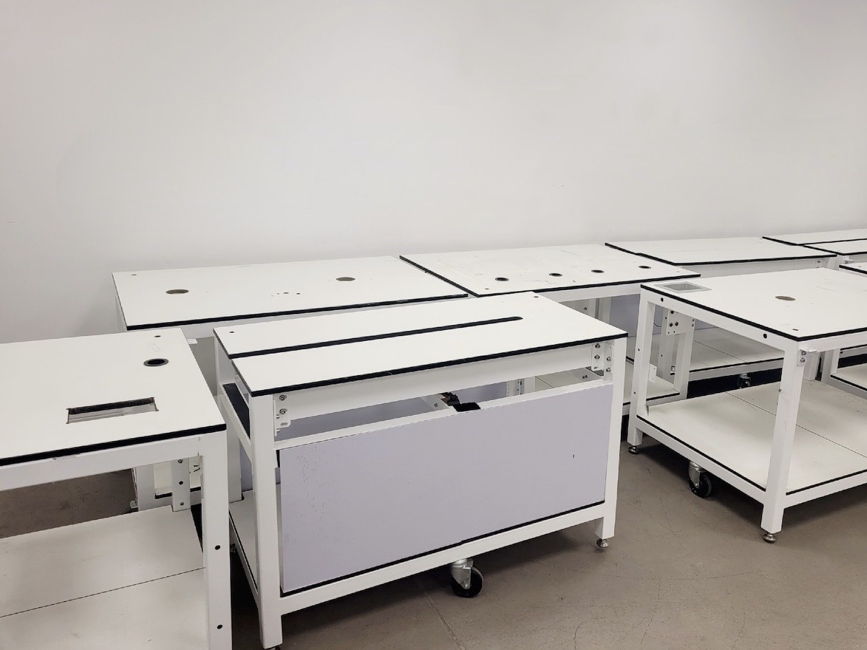 Image of 7 x White Trespa Laboratory Tables in Various Sizes Lab