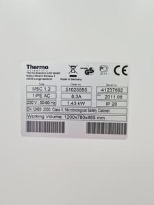 Thumbnail image of Thermo Scientific MSC 1.2 MSC-Advantage Class 2 Biological Safety Cabinet Lab