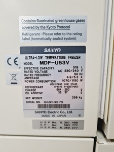 Thumbnail image of Sanyo MDF-U53V -86ºC Ultra Low Temperature Freezer Lab