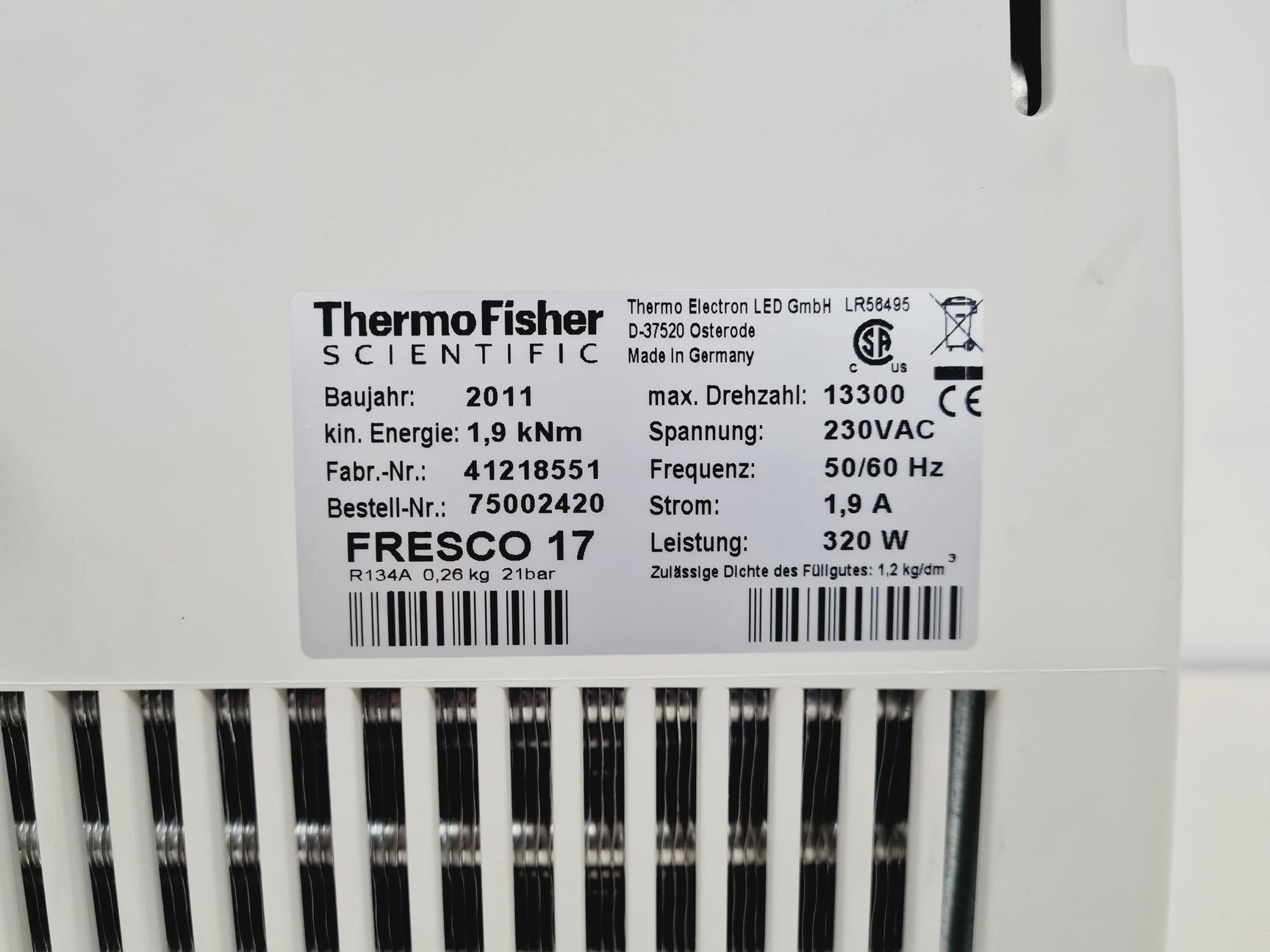 Image of Thermo Scientific Heraeus Fresco 17 Centrifuge & 13000rpm Rotor Lab Faulty