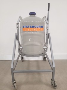 Thumbnail image of StateBourne CryoLab 35 Liquid Nitrogen Cryogenic Storage Dewar With Stand 