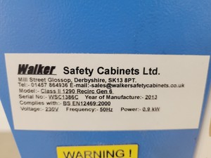 Thumbnail image of Walker Class II MSC 1290 Recirculating Safety Cabinet Lab