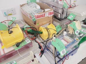Thumbnail image of Large Lot of Electrophoresis Tanks, Lids & Combs - Bio-Rad, Fisher Lab Job Lot