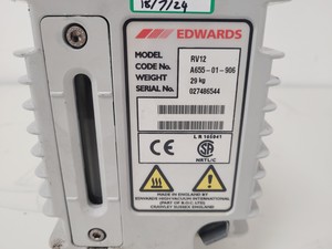 Thumbnail image of Edwards 12 Model RV12 Motor Pump