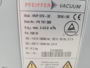 Thumbnail image of Pfeiffer Sublimination System TCU 330, DCU Vacuum, MVP 070-3C w/ PC & Software