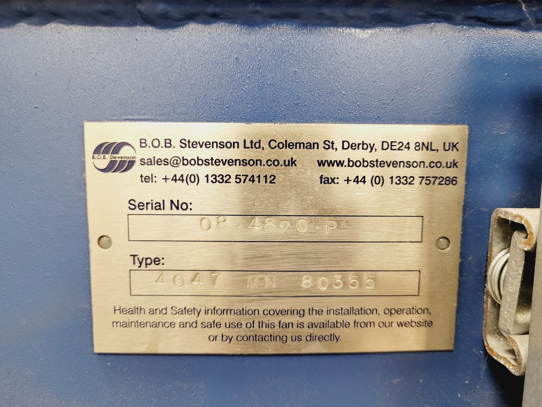 Image of B.O.B Stevenson LTD 4047 MN 80355 Centrifugal Fume Extraction Fan Lab