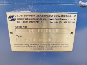 Thumbnail image of B.O.B Stevenson LTD 760 RBG Centrifugal Fume Extraction Fan