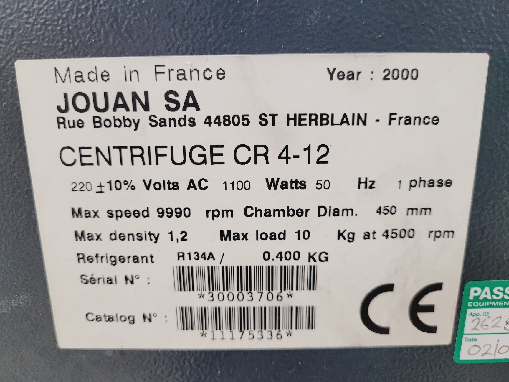 Image of Jouan Refrigerated Centrifuge  Model - CR412 with 4750RPM Rotor & Inserts Lab