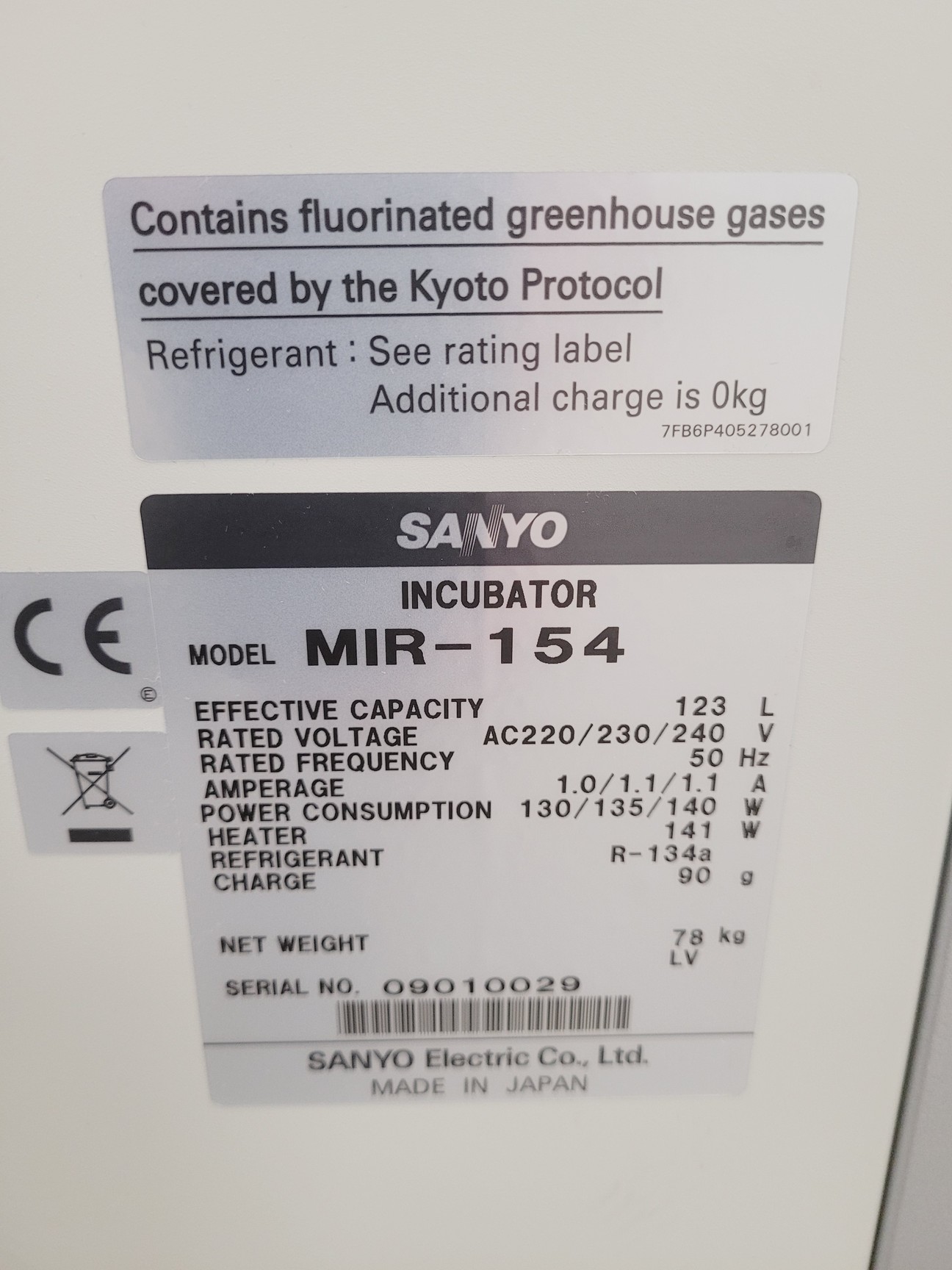 Image of Sanyo MIR-154 Incubator Lab Spares/Repairs