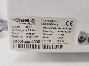 Thumbnail image of Heraeus Instruments Labofuge 400R Function Line Lab Spares/Repairs