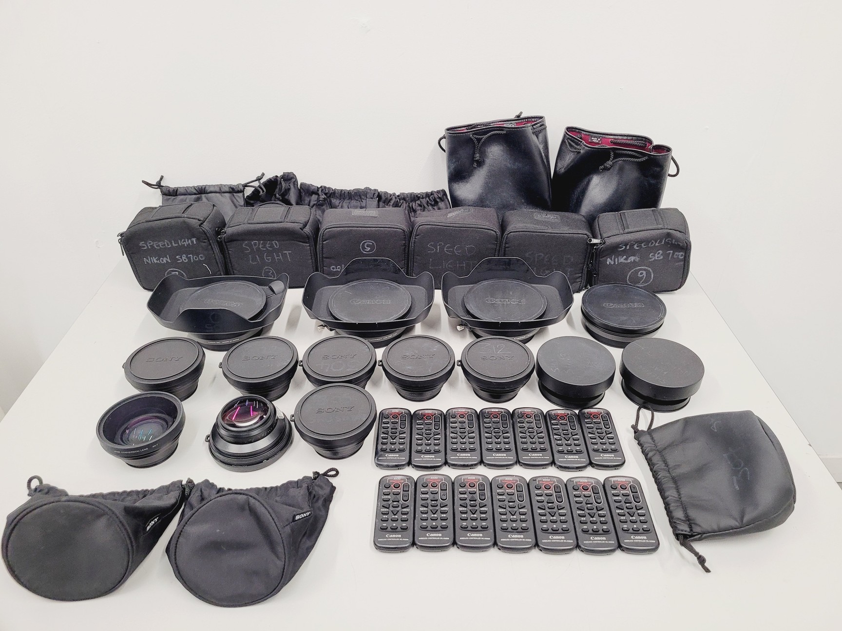 Image of Job Lot of Sony, Canon, Wide Lenses, XF Remotes, Nikon Speedlights SB-700