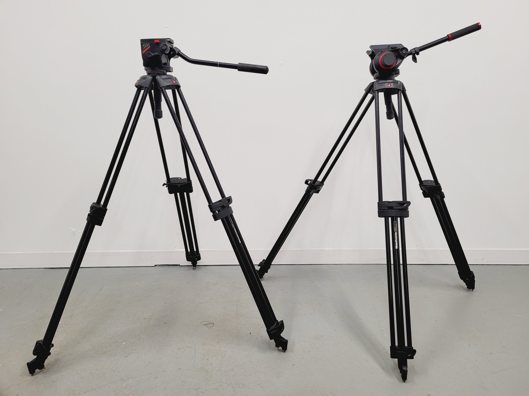 Image of Job Lot of 22 Camera Tripods and Heads Manfrotto Libec With Carry Bags