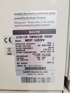 Thumbnail image of Sanyo MDF-U53V Ultra Low Temperature Freezer Lab