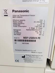 Thumbnail image of Panasonic MDF-U500VX Ultra Low Temperature Freezer ULT Lab