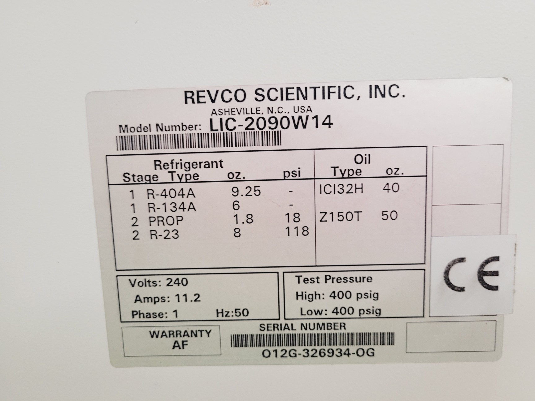 Image of Revco Scientific LIC-2090W14 Ultra Low Temperature Chest Freezer ULT Lab