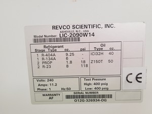 Thumbnail image of Revco Scientific LIC-2090W14 Ultra Low Temperature Chest Freezer ULT Lab