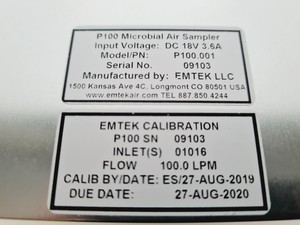 Thumbnail image of Emtek Model P100 Microbial Air Sampler Lab