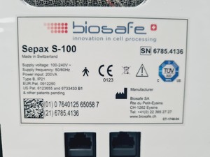 Thumbnail image of Biosafe Model Sepax S-100 Cell Separation System Lab